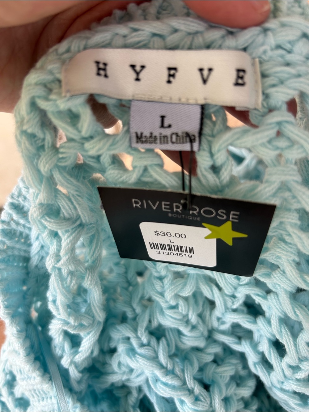 HYFVE NWT Light Blue Open-Knit Short Sleeve Sweater - Picture 2 of 2